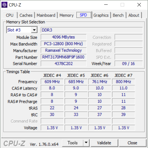 CPU-Z（SPD #3）