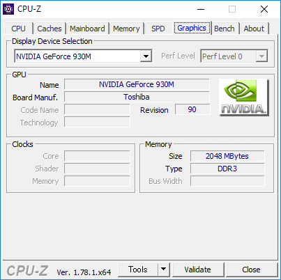 CPU-Z（Graphics NVIDIA）