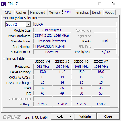 CPU-Z（SPD #2）