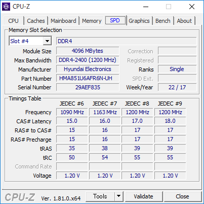 CPU-Z（SPD #4）
