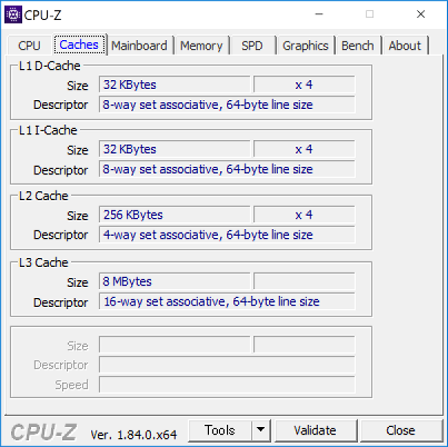 CPU-Z（Caches）