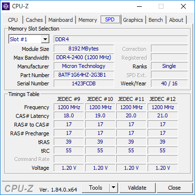 CPU-Z（SPD #1）