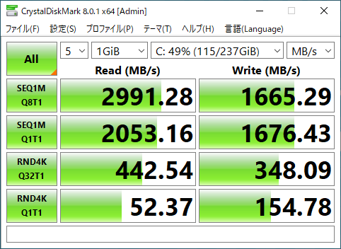 データ転送速度（SSD）