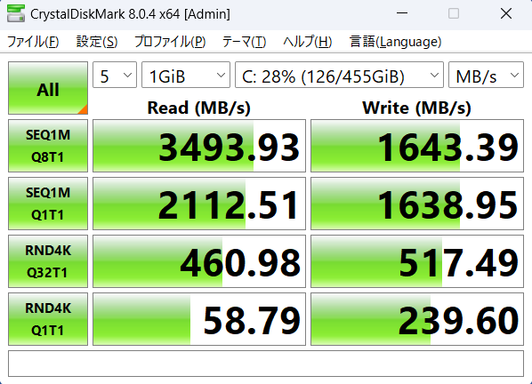 データ転送速度（SSD）