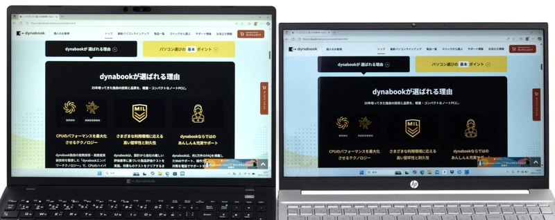 ディスプレイサイズ比較