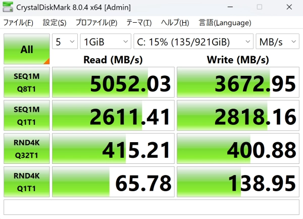 データ転送速度（SSD）