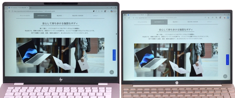 ディスプレイサイズ比較